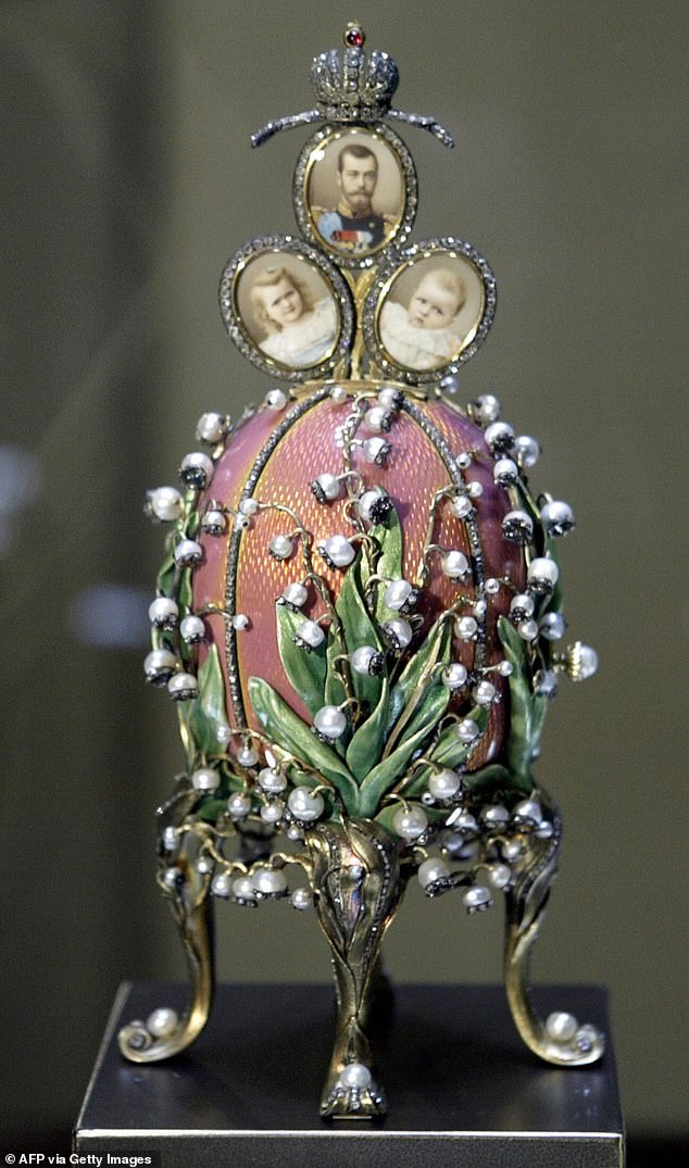 The egg of the lilies of the valley, displayed in an exhibition in the Kremlin