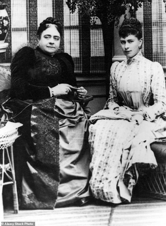 The Duchess of Teck, formerly Princess Mary Adelaide of Cambridge, sitting with her daughter May, later Queen Mary, at White Lodge in Richmond Park, 1893