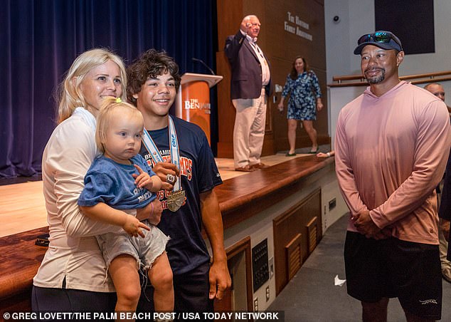 Tiger Woods came face to face with his ex-wife Elin Nordegren this week as the divorced couple attended their son Charlie's high school state golf championship ceremony.