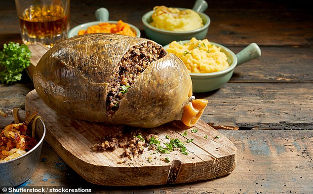 It is one of the most famous Scottish dishes and is enjoyed every year on Burns Night.  But experts are calling on meat lovers in Scotland to eat less haggis and more neeps and tatties (file image)