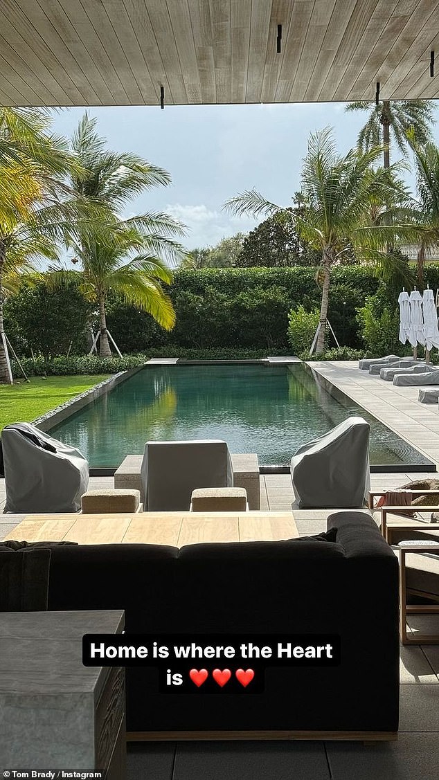 NFL legend Tom Brady gave fans a sneak peek of the patio of his new luxury Miami mansion
