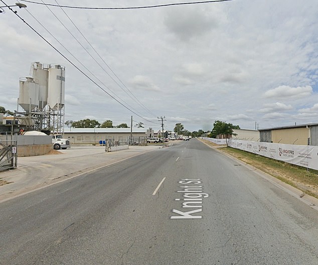 The man was working on a Knight Pro industrial development site on Knight St in Rockhampton (pictured)
