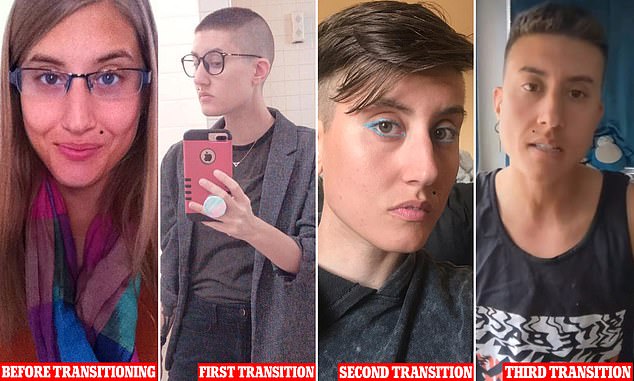 Devon Price, 35, was born female but had difficulty identifying with both genders.  She was curious about testosterone and began taking the hormone in May 2018, then transitioned in 2020, only to transition again more than a year later.