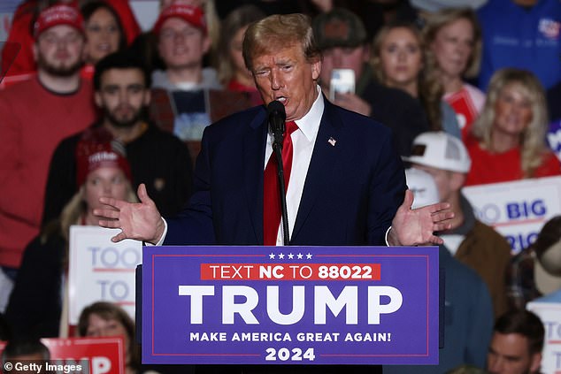 Trump speaking in Greensboro, North Carolina, just days before the state's voters go to the polls to vote on Super Tuesday.  During his speech, Trump took aim at special prosecutor Jack Smith and Fulton County Prosecutor Fanni Willis for the cases against him.