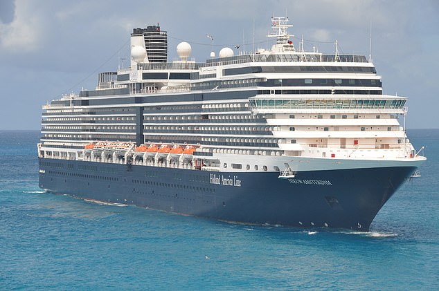 The unidentified crew members died Friday while the Florida-based Nieuw Amsterdam (pictured) was off Half Moon Cay in the Bahamas.