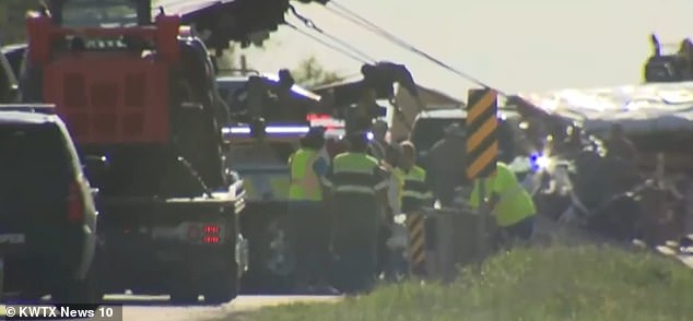 Video showed several police officers and tow trucks at the scene trying to lift the overturned bus. The top of the bus was seen destroyed by the crash