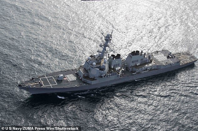 The Pentagon has confirmed that Aviation Machinist's Mate 2nd Class Oriola Michael Aregbesola died after falling overboard from the USS Mason (pictured) in the Red Sea.