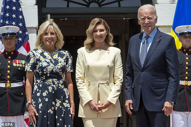 Olena Zelenska, first lady of Ukraine, with President Joe Biden and first lady Jill Biden at the White House in July 2022 - Zelenska declined an invitation to the State of the Union address