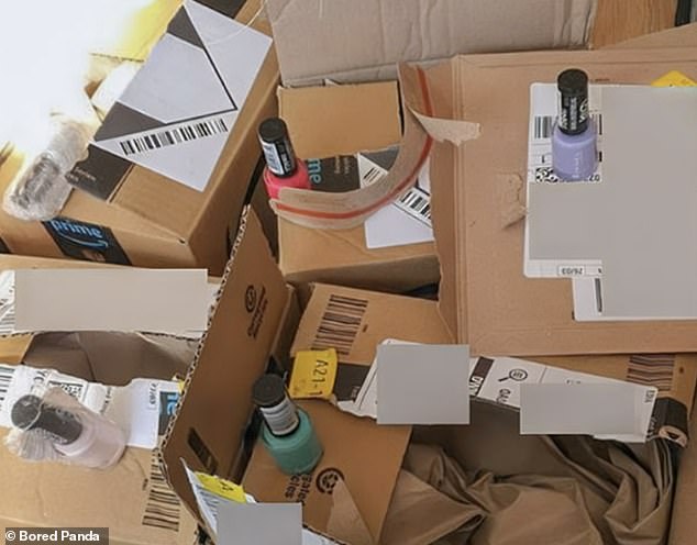 Oh! One woman was surprised to discover that the five nail polishes she had ordered arrived in separate boxes with lots of packaging.
