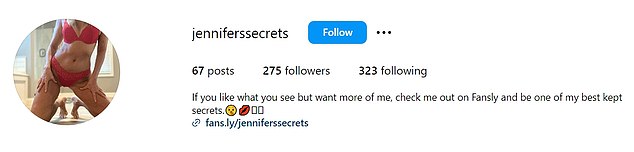 A personal archive found multiple images of Ruziscka in lingerie on Fansly, Onlyfans and Instagram under an account identified as 'jenniferssecrets'.