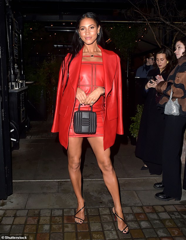 Vick Hope made sure all eyes were on her when she arrived at British GQ and Christian Louboutin stepped out to dinner on Thursday in a red leather minidress.
