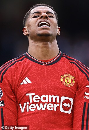United were furious that Rashford (pictured) had been fouled before Foden's goal.