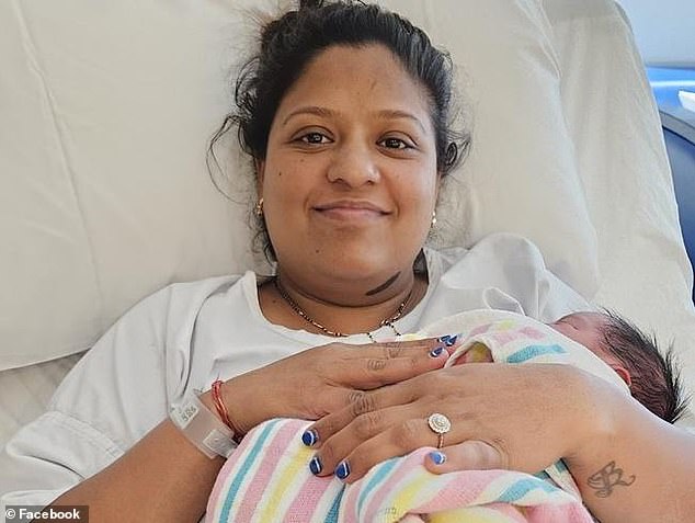 Roshni Lad gave birth to her baby on the side of a highway during Tuesday's traffic chaos