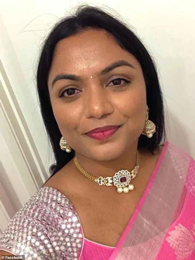 Two people allegedly broke into Chaithanya Madhagani's home just days after her body was found in a wheelie bin on a remote road in Victoria.  Mrs Madhagani is pictured