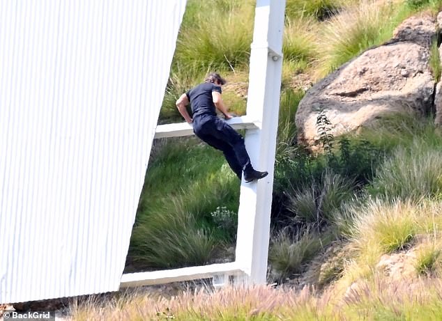 A A-list actor was spotted climbing the Hollywood sign in Los Angeles, California on Monday.