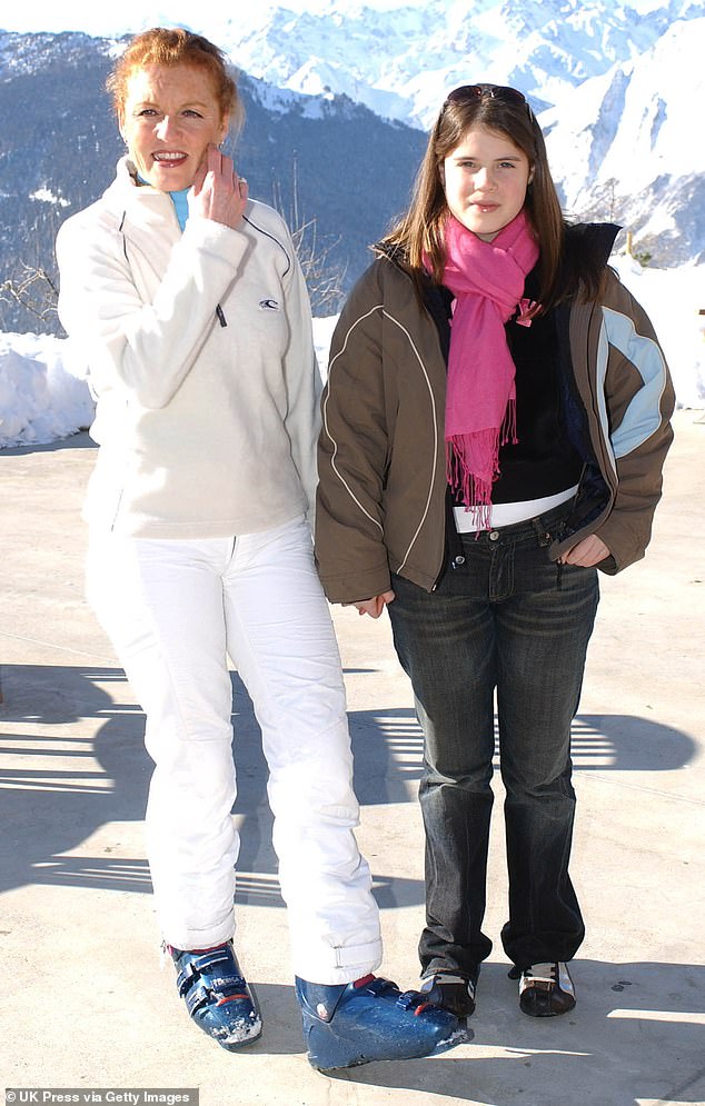Princess Eugenie in Verbier with her mother, Sarah Ferguson in 2003
