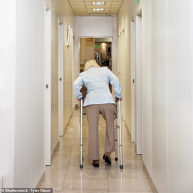 Over the next four decades, the number of Australians aged 85 and over will more than triple.  A woman walking with a Zimmer frame is pictured