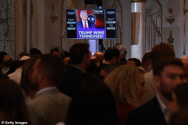 Mar-a-Lago guests watch election results while waiting for Donald Trump to speak