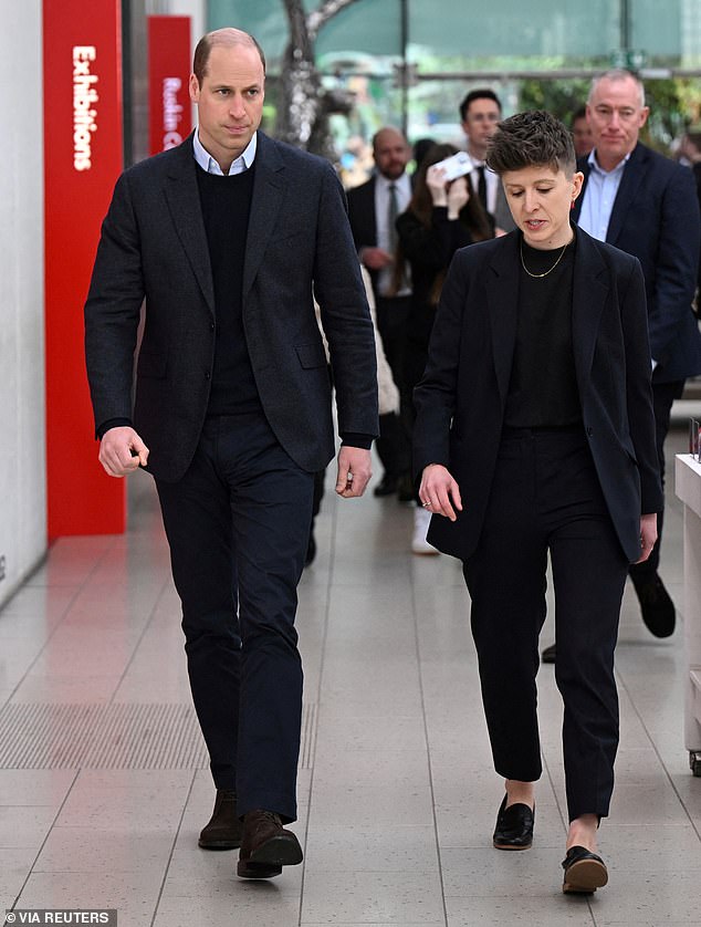 Prince William, pictured here in Sheffield on Tuesday this week, did not attend a memorial service for King Constantine of Greece in February due to Kate's cancer diagnosis