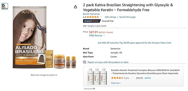 Pictured above is a hair straightening product containing glyoxylic acid for sale on Amazon.
