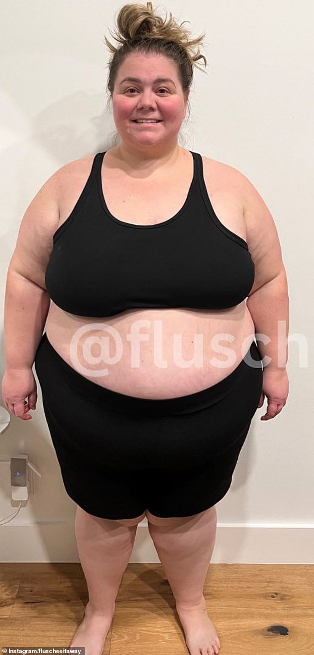 Laura Flusche (seen before weight loss) has been documenting her weight loss journey online ever since undergoing bariatric surgery in 2021