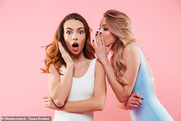 We all like to chat about the latest rumor or scandal from time to time.  But ladies, be careful, as women who gossip about others are driven by jealousy and low self-esteem, study suggests (file image)