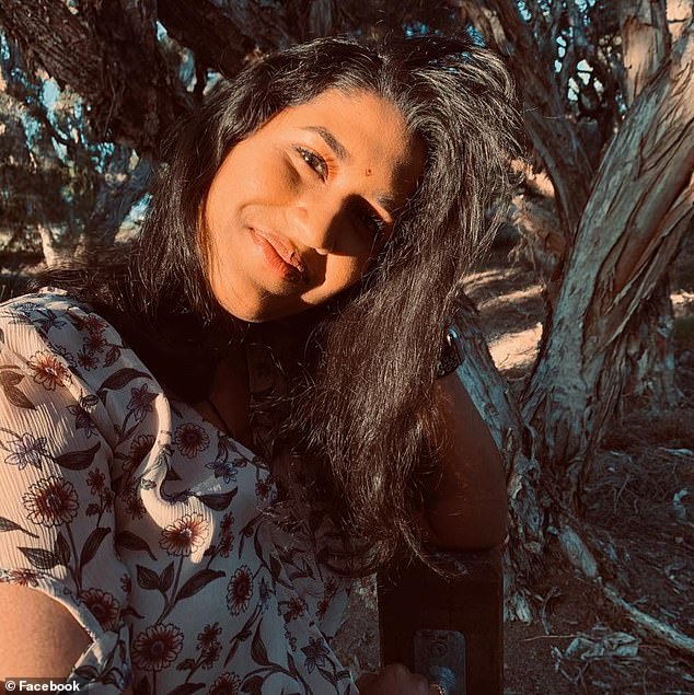 Ujvala Vemuru (pictured), aged in her 20s, was walking with friends in Lamington National Park in the Gold Coast hinterland on Saturday afternoon when the group stopped at Yanbacoochie Falls.