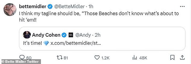 1711929753 242 Bette Midler playfully asks if its too late to join