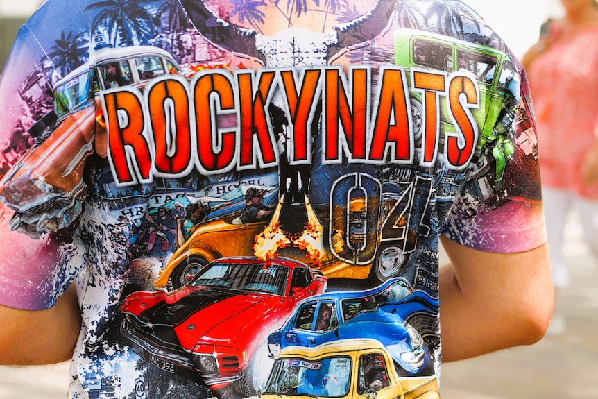 A brightly colored shirt that says Rockynats 04.