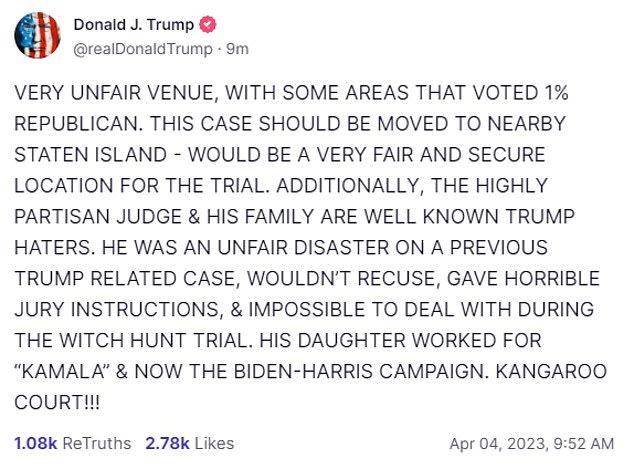 Trump has lashed out at the 34-year-old in the past, including in April of last year, where he criticized her work with Kamala Harris and the Biden-Harris campaign.
