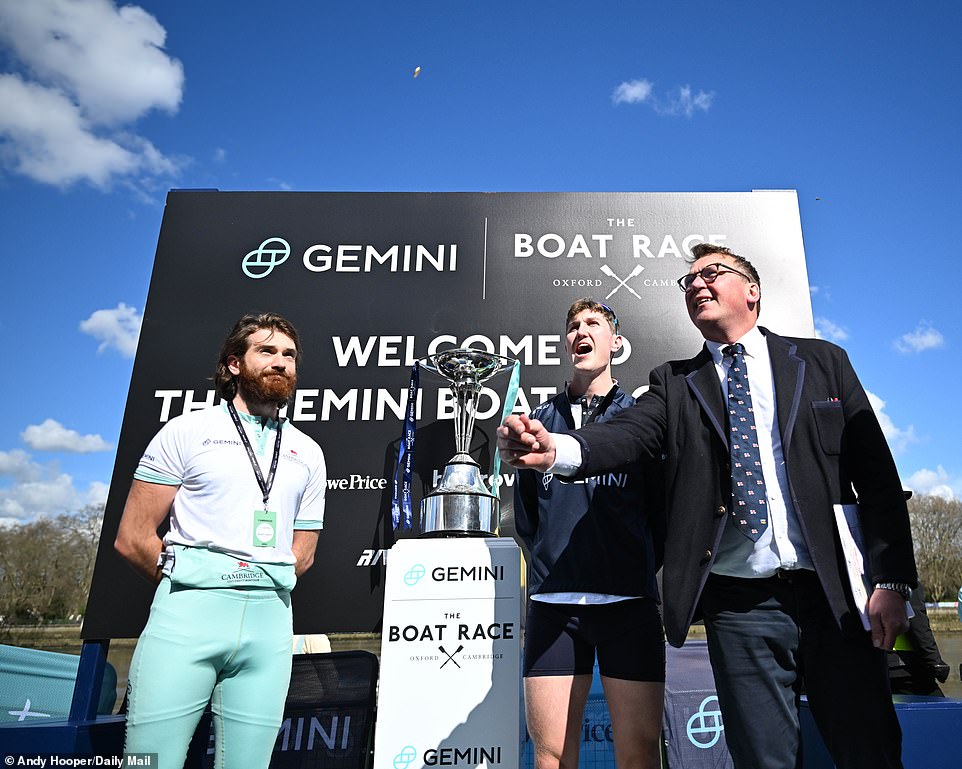 Pinsent (right), who competed in the regatta three times, conducted the draw before the men's regatta.