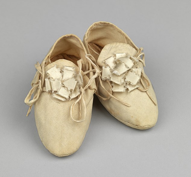 These baby shoes were made for Princess Charlotte, the only daughter of King George IV and Queen Caroline.