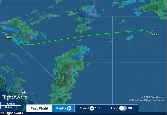 The plane left Centennial Airport in Denver, Colorado, around 4:20 p.m. before heading west.