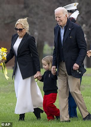 The Bidens were returning from a trip to Camp David