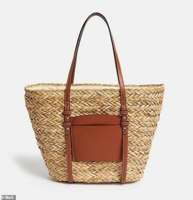 The £45 M&S straw tote bag is available in selected stores nationwide