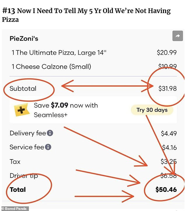 This mom's pizza party with her daughter was quickly canceled after all the extra fees, taxes and tip made it a very expensive takeout.