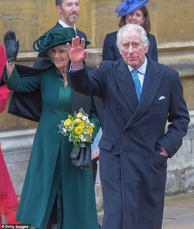 Charles and Camilla appeared in good spirits as they greeted the crowd of royal fans