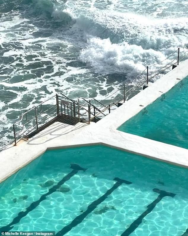 The actress shared a photo of the famous Bondi Icebergs during her day in Sydney on Sunday afternoon.