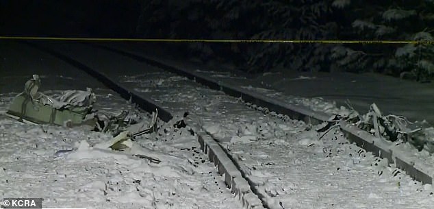 Pictured: Debris on the ground following the crash near Truckee, California.