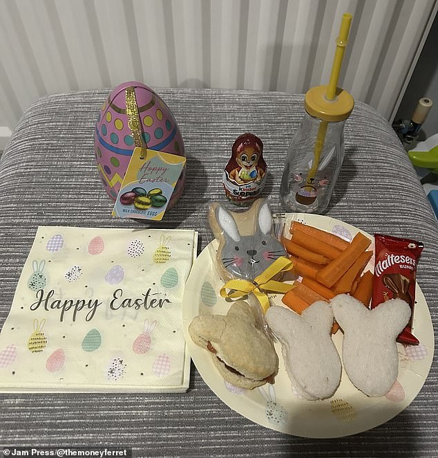 Pictured: Charlotte's daughter's Easter lunch, all put together for less than ten dollars