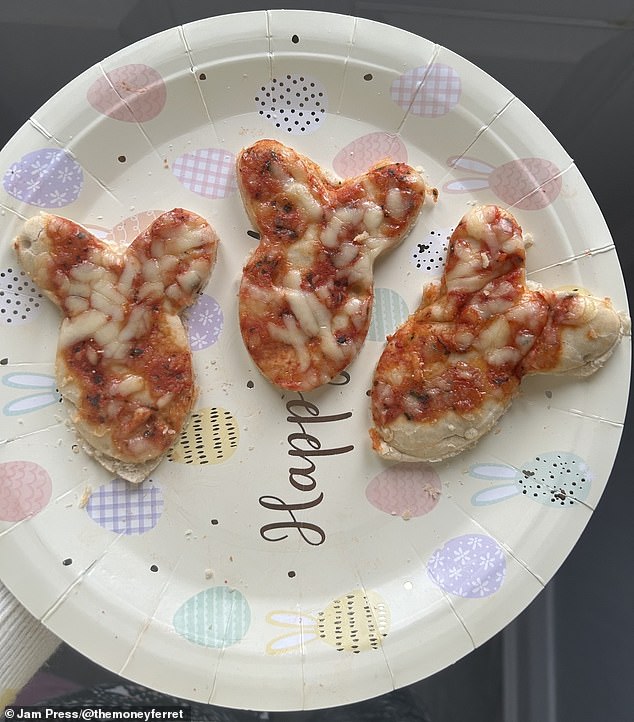 Charlotte has an adorable way of presenting these mini supermarket pizzas by shaping them with a rabbit cookie cutter
