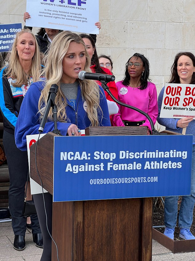 University of Kentucky swimmer Riley Gaines (pictured) is one of 16 female athletes in the lawsuit.