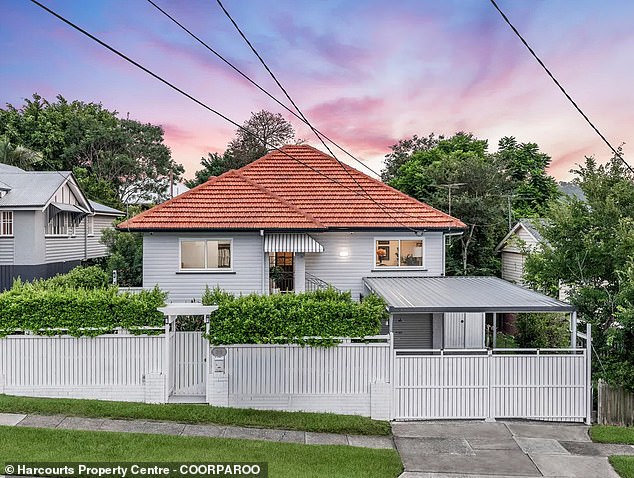 Brisbane, another recipient of significant interstate migration, has seen annual price growth of 15.9 per cent, taking the median price to $909,988 (pictured, a house in Holland Park, where $1,278,104 is the point half).