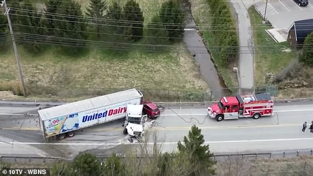 The accident occurred on Tuesday and occurred after the Honda Accord veered over yellow lines and crashed into a tractor-trailer.