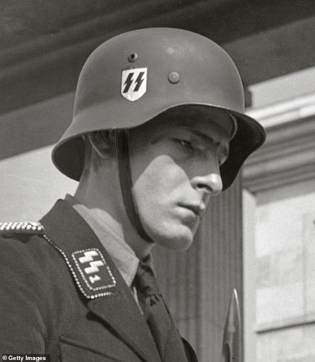 An SS logo is seen on the clothing of a German soldier circa 1935 (File Image)