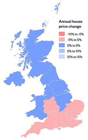 North-South divide: House prices rise in the north and fall in the south