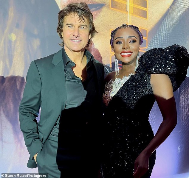 It comes after Suzan made headlines at the premiere of Mission Impossible - Dead Reckoning Part One earlier this year, where she mingled with Tom Cruise (left).