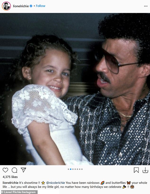 Richie is the adopted daughter of four-time Grammy winner Lionel Richie (pictured with the Motown legends as a child)