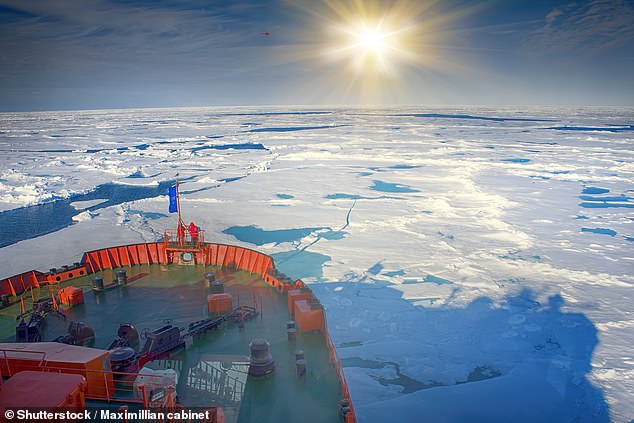 You can pay to visit the North Pole, but be careful, the trip is not only cold, but expensive. In the photo, an icebreaker is heading towards the North Pole.