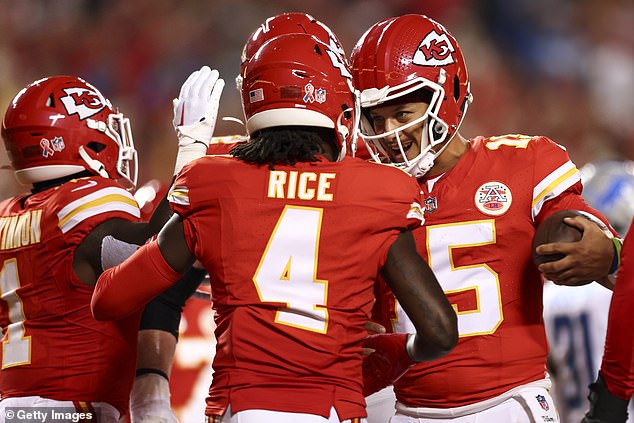 Patrick Mahomes (right) spoke glowingly of how good Rice was for the Chiefs last season.